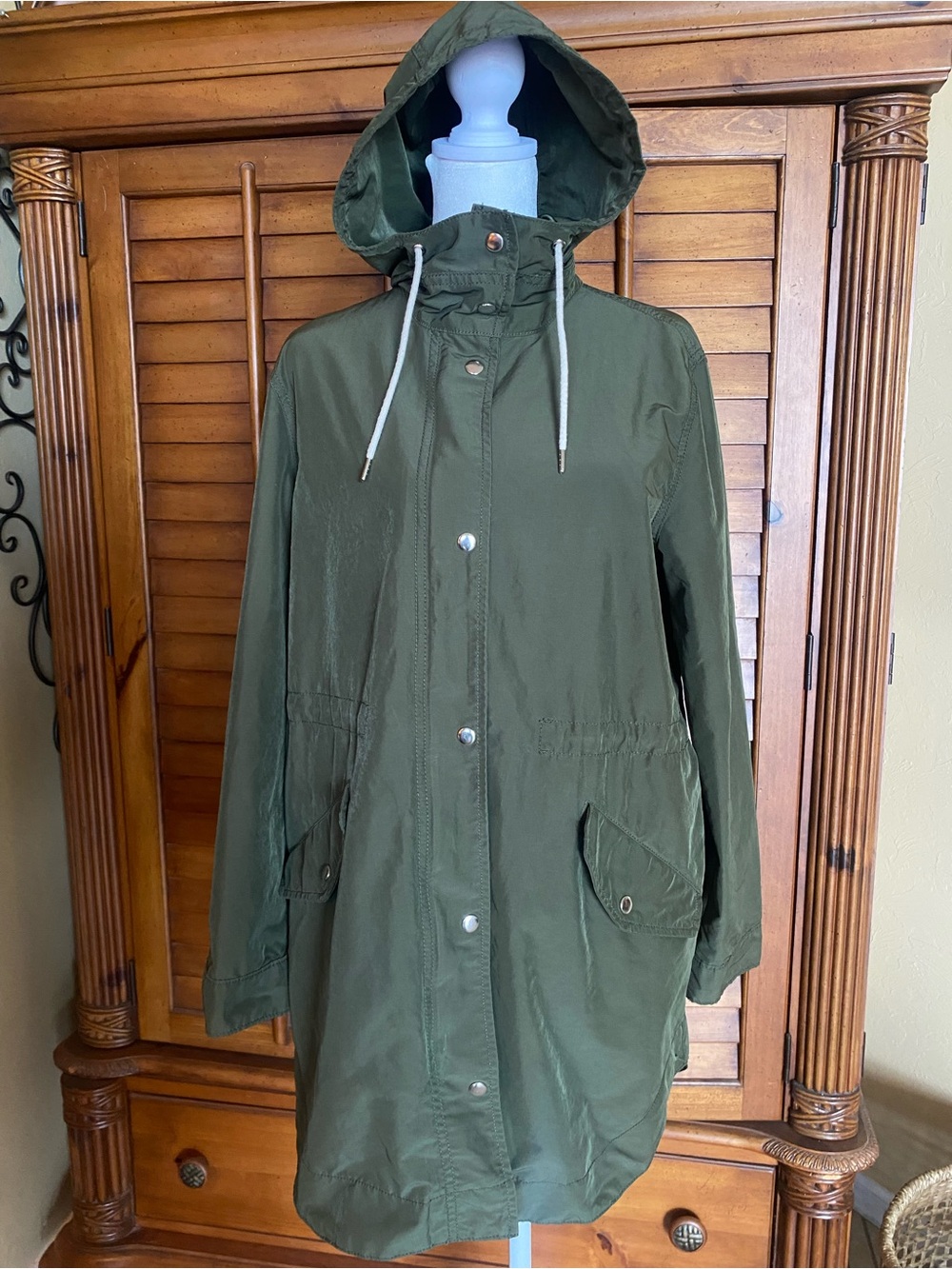 Old Navy Olive Green Hooded Utility Jacket